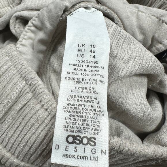 ASOS Design Cargo Corduroy Pull On Wide Leg Stretch Casual Trouser Pants 14 - Picture 14 of 15